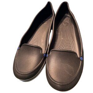 Crocs Womens Black Slip-On Flats W8 Rubber Sole Comfortable Casual Shoes